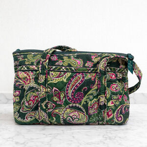 Vera Bradley Retired Quilted Floral Shoulder Bag Zip Top Tote Camouflage Paisley